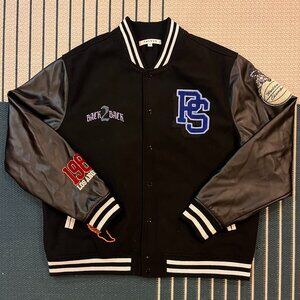 PACSUN Varsity Letterman Patch Jacket Black Men's Size XL